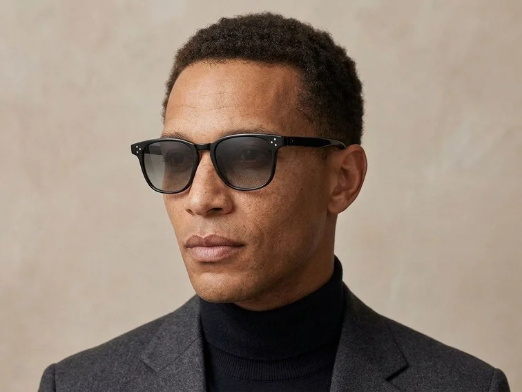 Rectangular Black Plastic Sunglasses #BS2503-0260