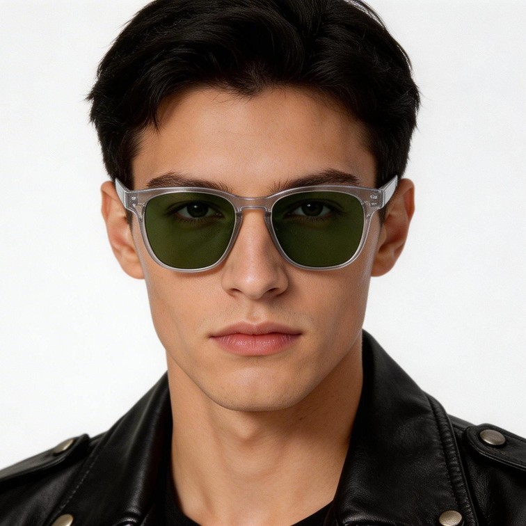 Rechteckige Sonnenbrille aus grauem Kunststoff #BS2503-0261