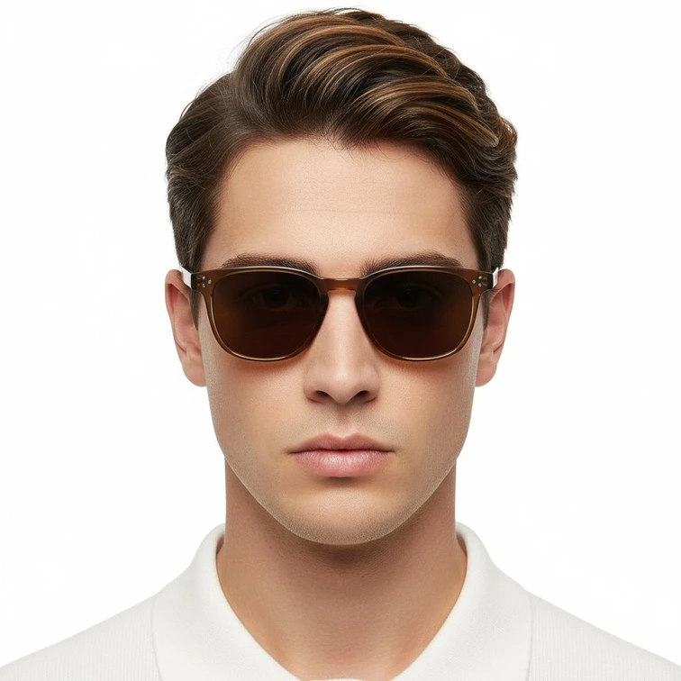 Rectangular Brown Plastic Sunglasses #BS2503-0262