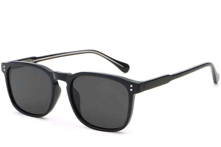 Rectangular Black Plastic Sunglasses #BS2503-0266