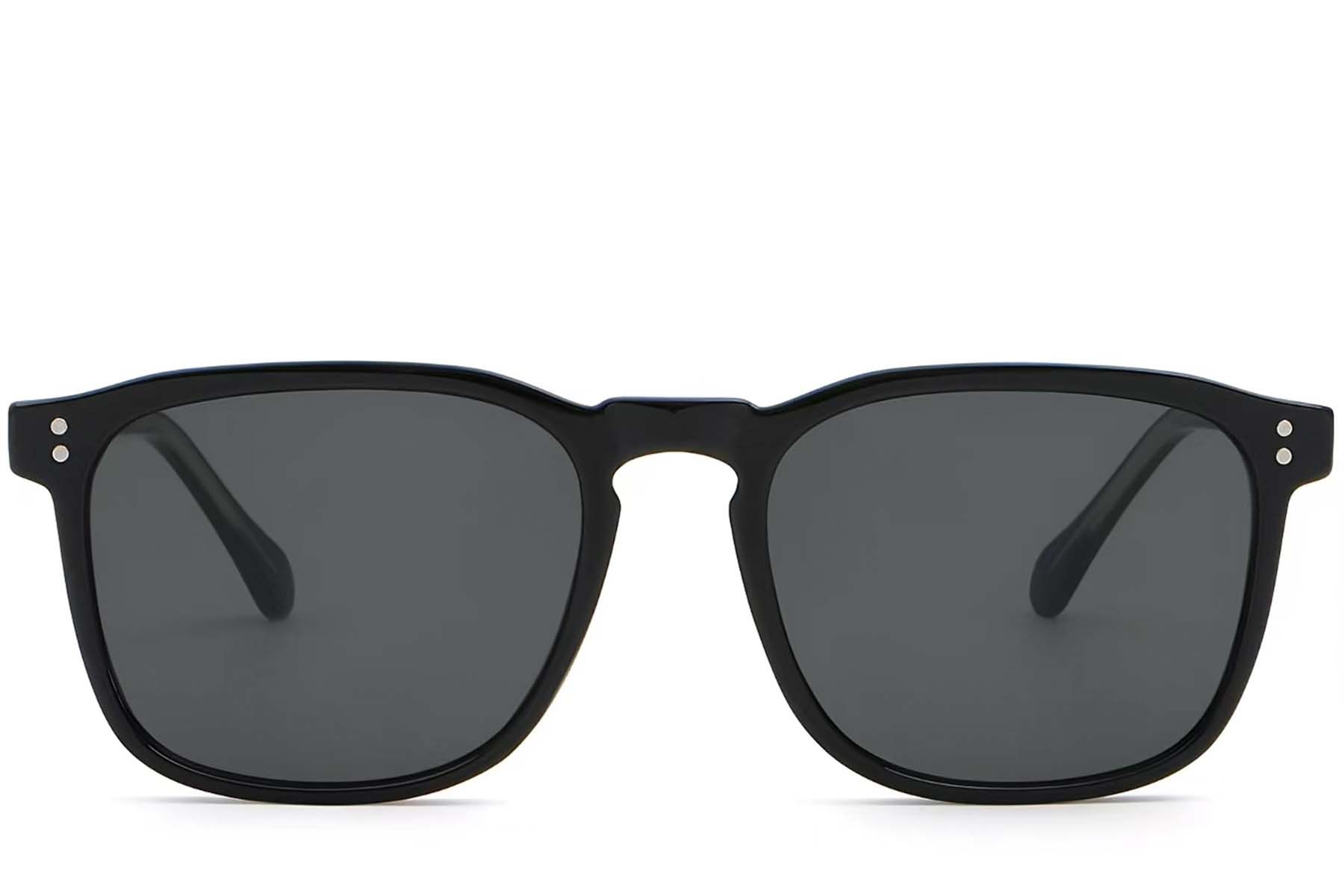 Rectangular Black Plastic Sunglasses #BS2503-0266