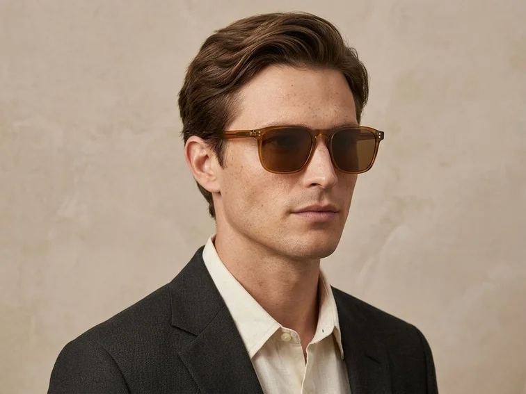 Rectangular Brown Plastic Sunglasses #BS2503-0268