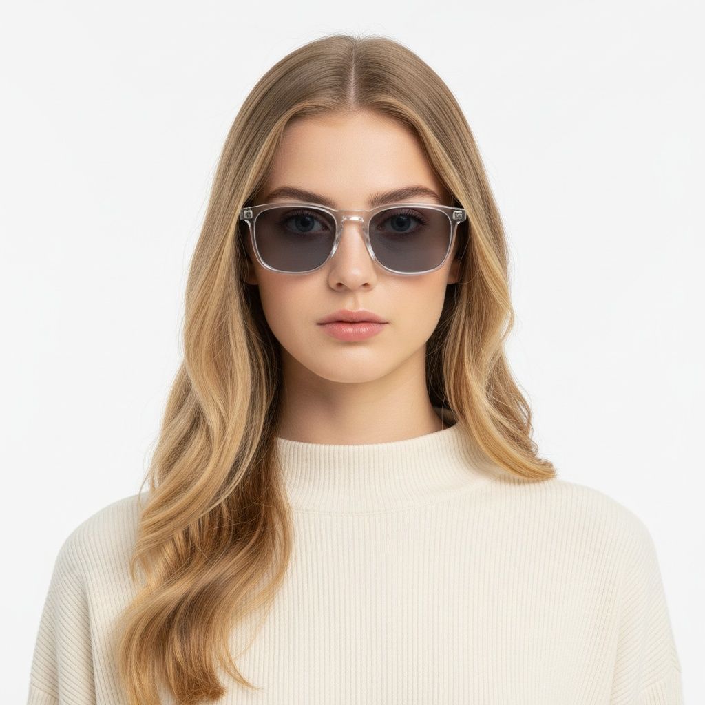 Rectangular Transparent Plastic Sunglasses #BS2503-0271