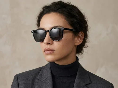 Lunettes de soleil rectangulaires en plastique noir #BS2503-0272