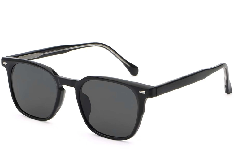 Rectangular Black Plastic Sunglasses #BS2503-0272