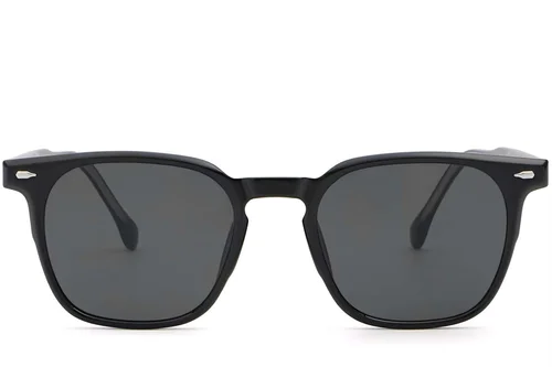 Lunettes de soleil rectangulaires en plastique noir #BS2503-0272