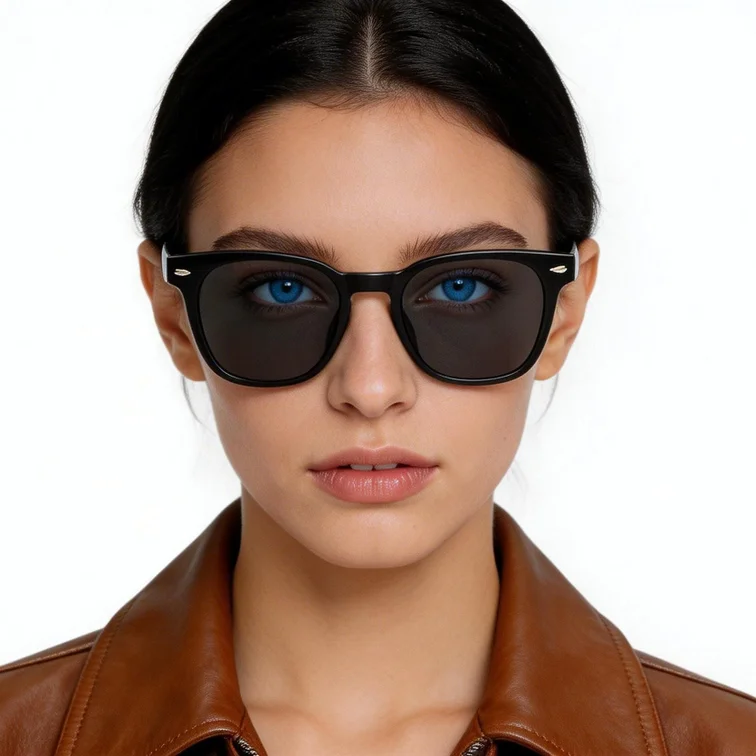 Rectangular Black Plastic Sunglasses #BS2503-0272