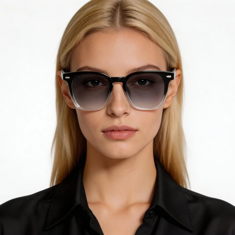 Rectangular Black Plastic Sunglasses #BS2503-0273