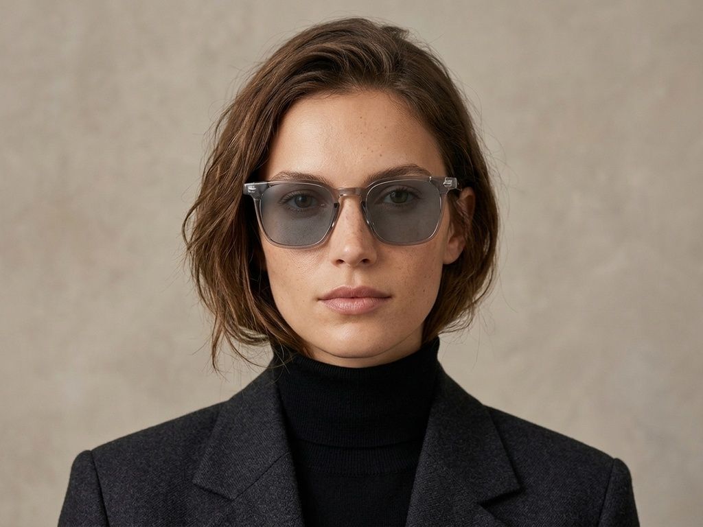 Rectangular Grey Plastic Sunglasses #BS2503-0274