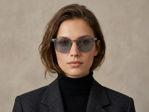 Lunettes de soleil rectangulaires en plastique gris #BS2503-0274