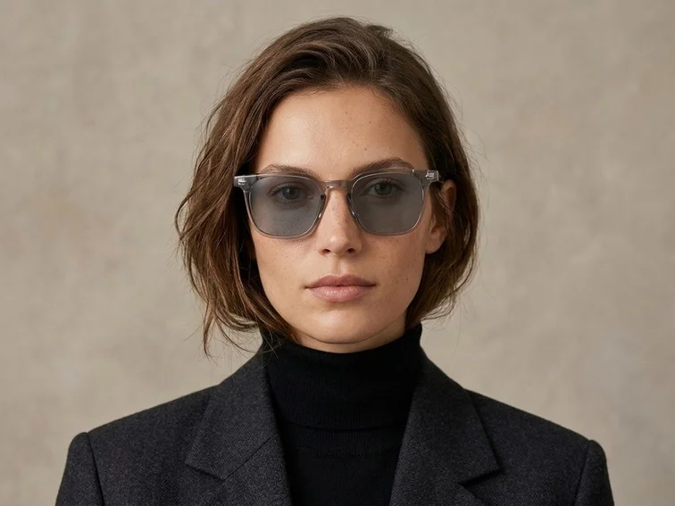 Rectangular Grey Plastic Sunglasses #BS2503-0274