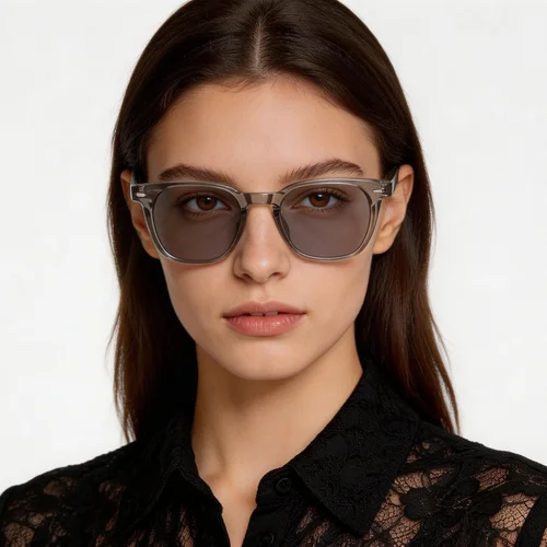 Lunettes de soleil rectangulaires en plastique gris #BS2503-0274