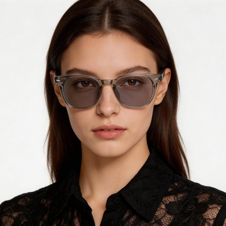 Rectangular Grey Plastic Sunglasses #BS2503-0274