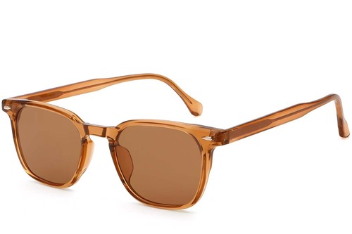 Lunettes de soleil rectangulaires en plastique marron #BS2503-0275