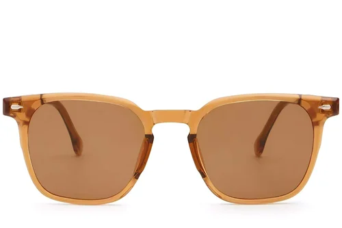 Lunettes de soleil rectangulaires en plastique marron #BS2503-0275