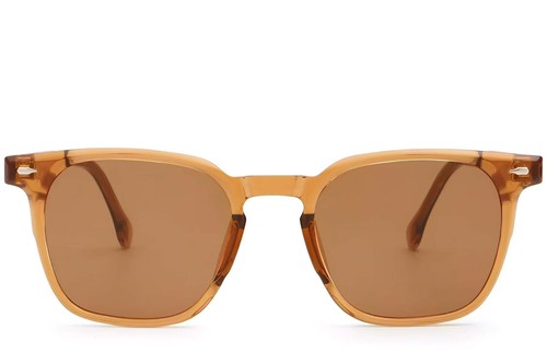 Lunettes de soleil rectangulaires en plastique marron #BS2503-0275
