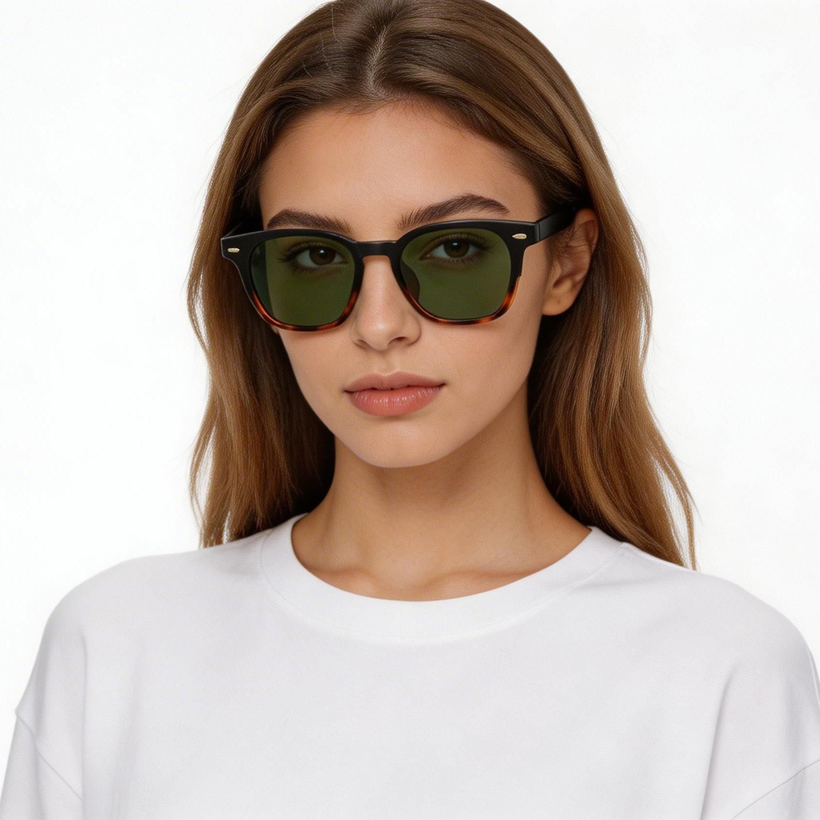 Rectangular Tortoiseshell Plastic Sunglasses #BS2503-0276