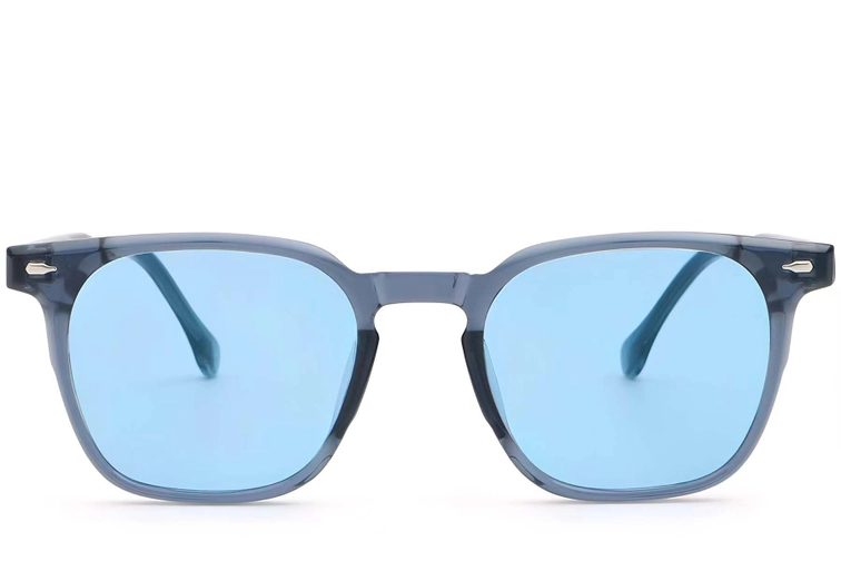 Rectangular Blue Plastic Sunglasses #BS2503-0277