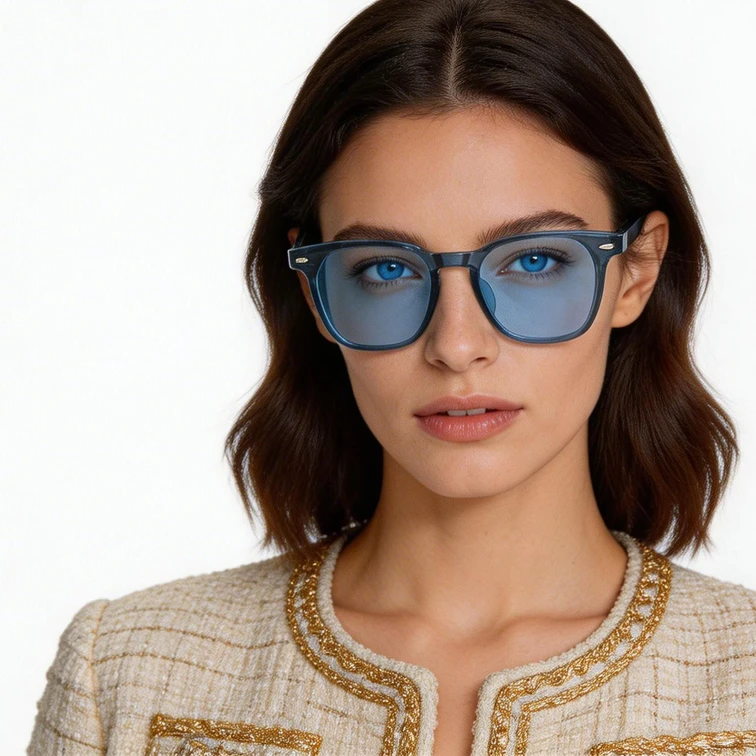 Rechteckige blaue Kunststoff-Sonnenbrille #BS2503-0277
