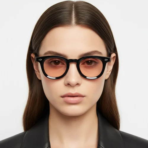Lunettes de soleil ovales en plastique noir #BS2503-0278