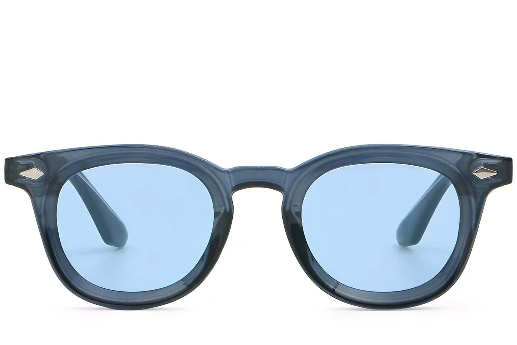 Lunettes de soleil ovales en plastique bleu #BS2503-0281
