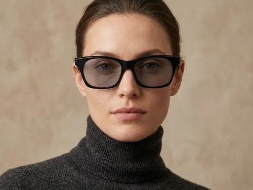 Lunettes de soleil rectangulaires en plastique noir #BS2503-0282
