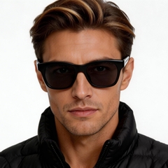 Rectangular Black Plastic Sunglasses #BS2503-0282