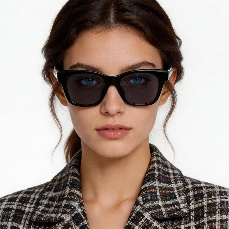 Rectangular Black Plastic Sunglasses #BS2503-0282