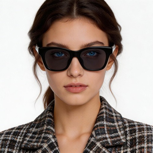 Rectangular Black Plastic Sunglasses #BS2503-0282