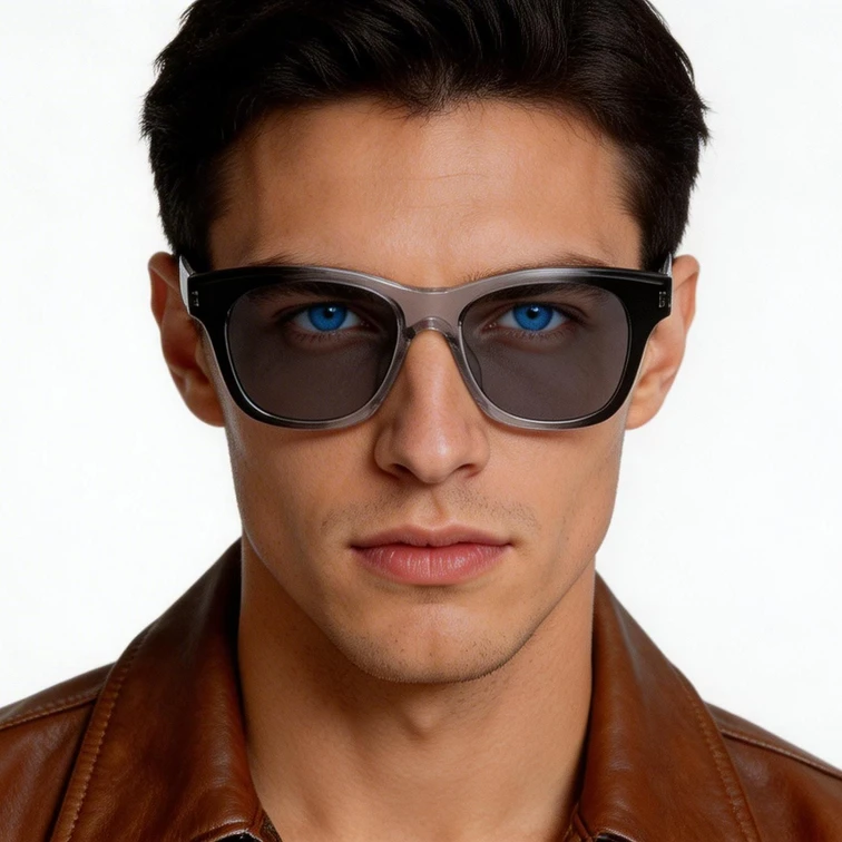 Rechteckige Sonnenbrille aus grauem Kunststoff #BS2503-0283