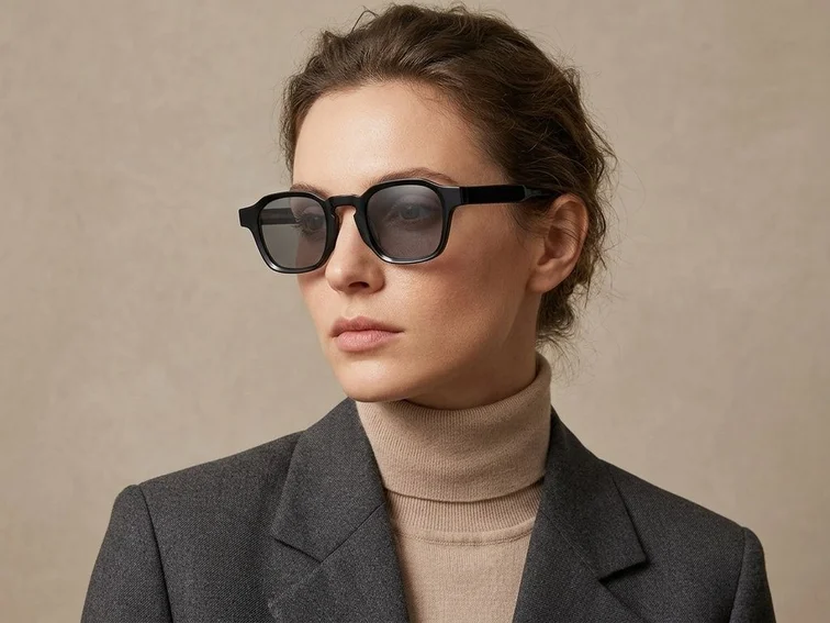 Geometric Black Plastic Sunglasses #BS2503-0284