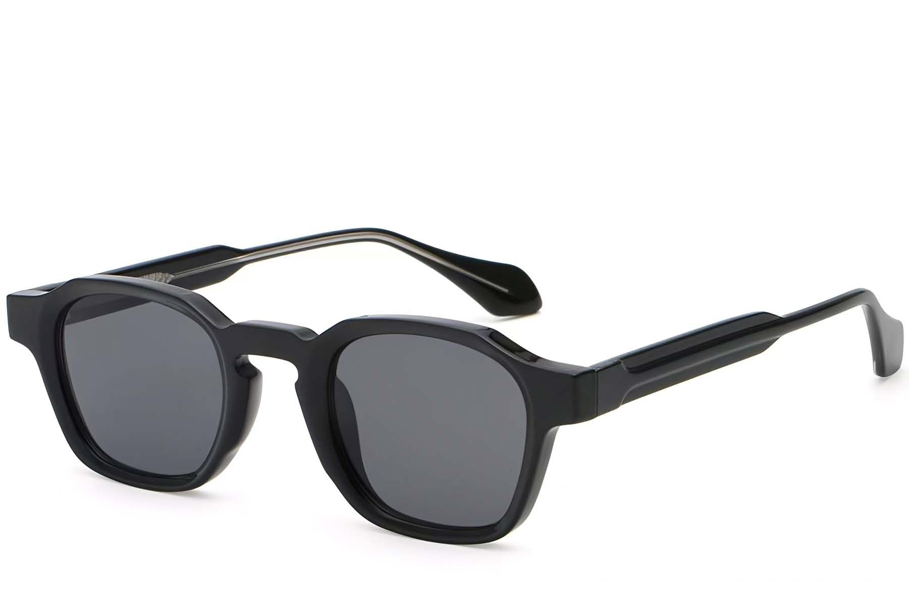 Lunettes de soleil géométriques en plastique noir #BS2503-0284
