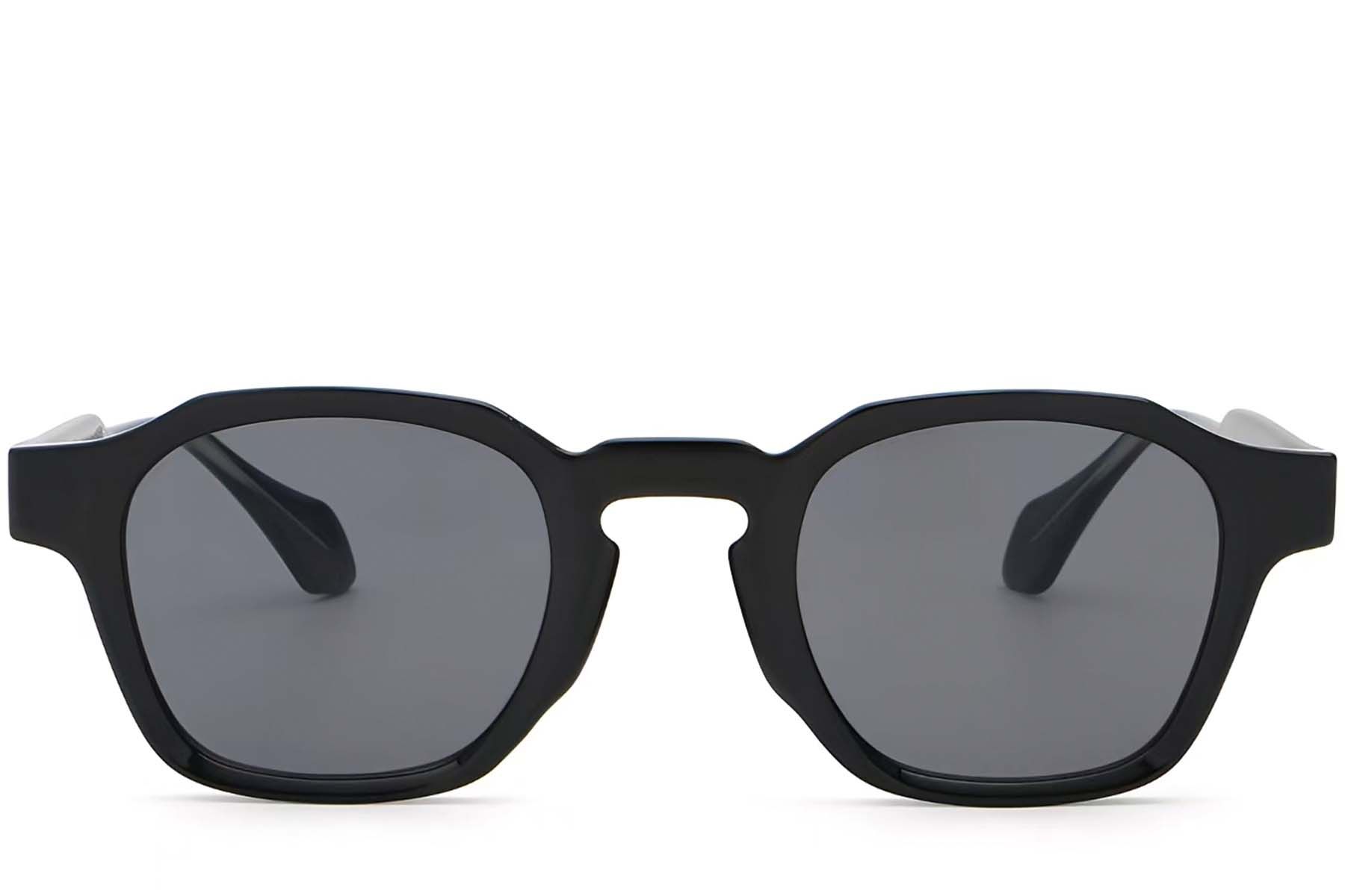 Lunettes de soleil géométriques en plastique noir #BS2503-0284