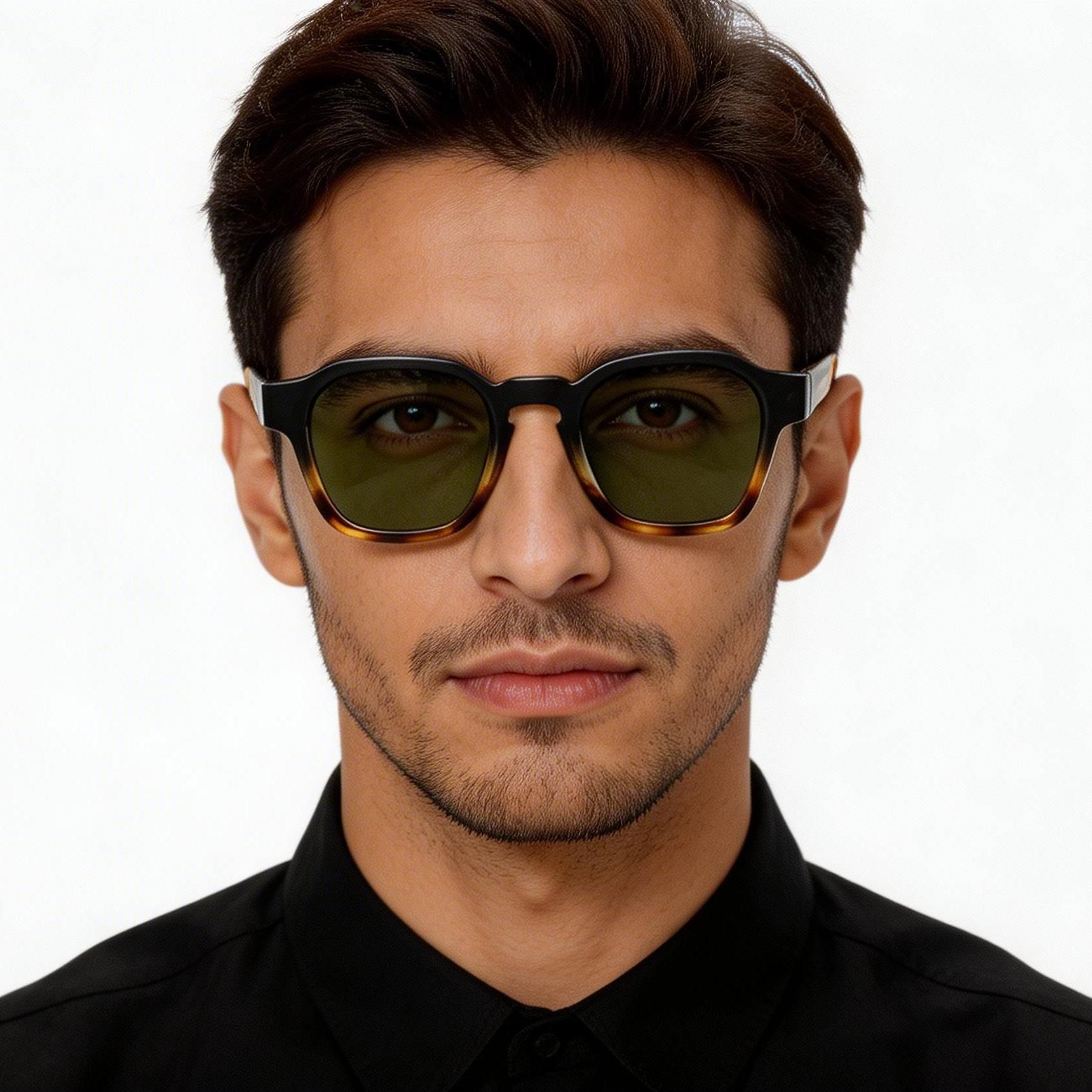 Gafas de sol geométricas de plástico con diseño de carey # BS2503-0285