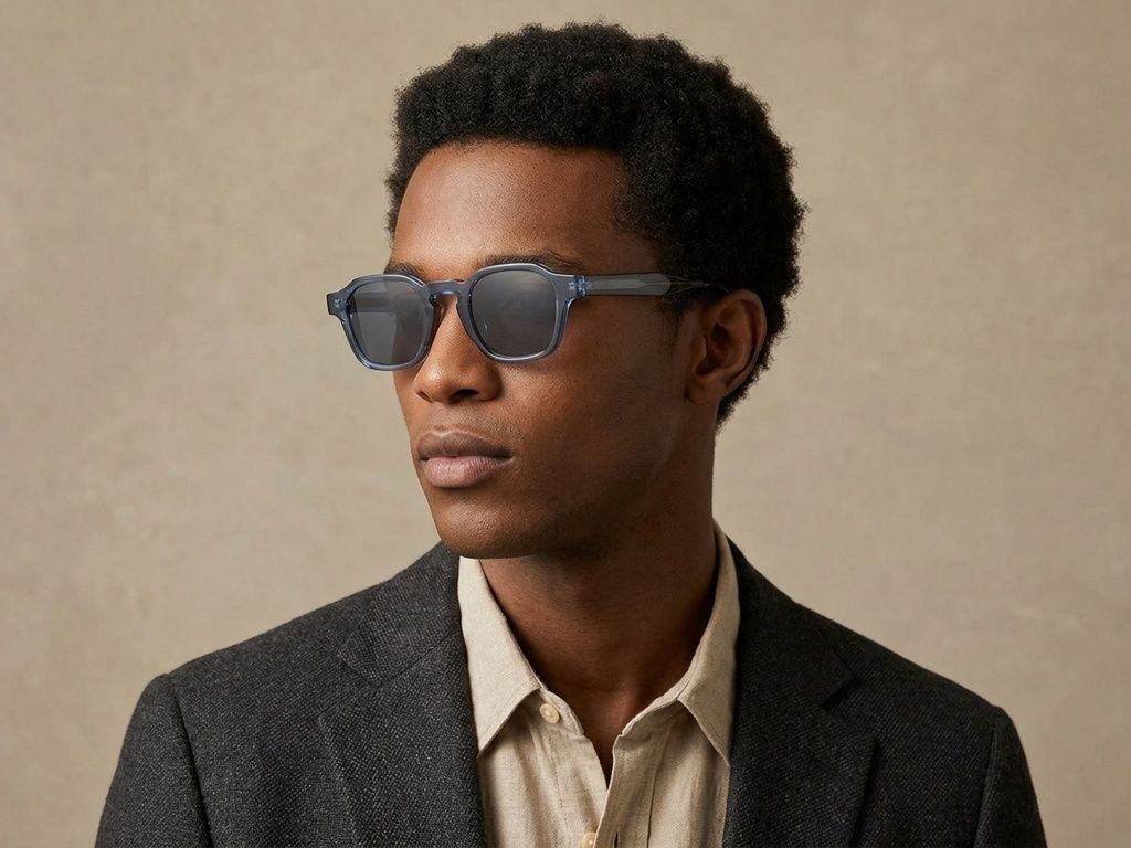 Geometric Blue Plastic Sunglasses #BS2503-0286