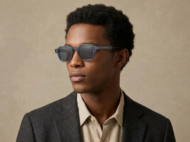 Geometric Blue Plastic Sunglasses #BS2503-0286