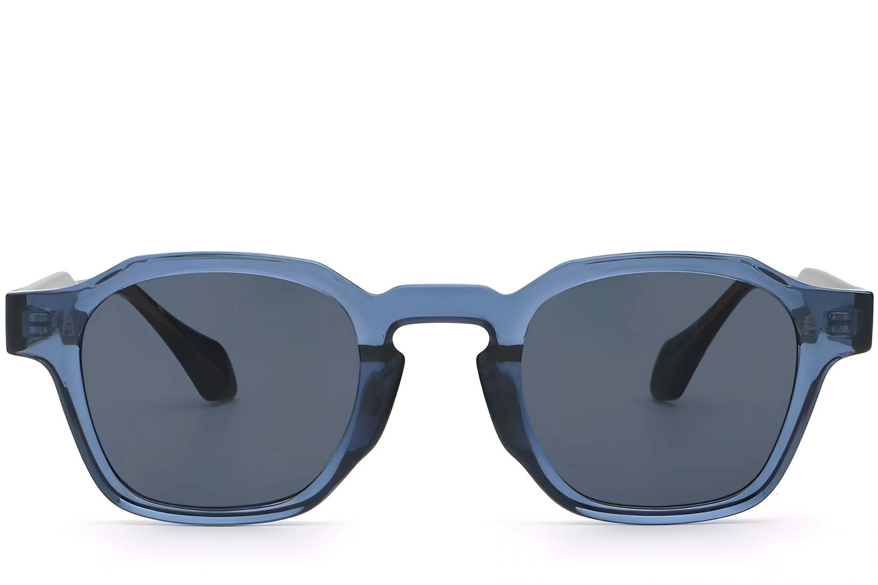 Lunettes de soleil géométriques en plastique bleu #BS2503-0286