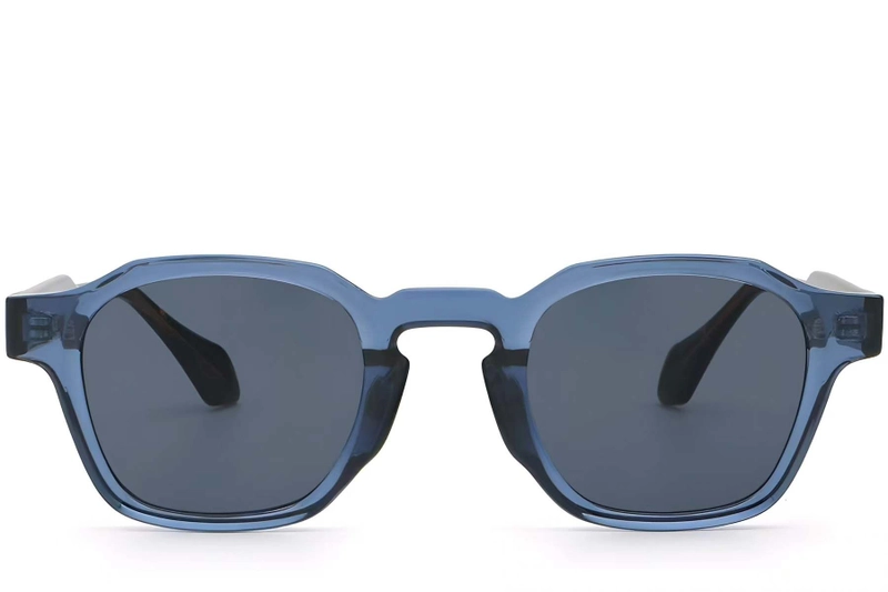 Geometrische blauwe plastic zonnebril #BS2503-0286