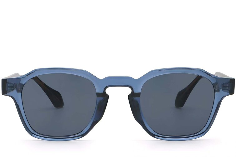 Geometrische blaue Kunststoff-Sonnenbrille #BS2503-0286