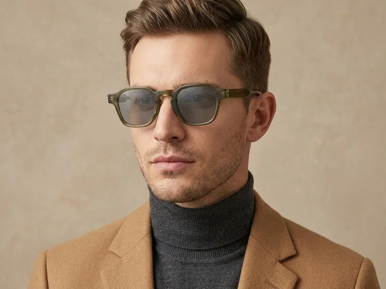 Geometric Green Plastic Sunglasses #BS2503-0287