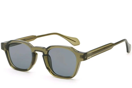 Geometrische grüne Kunststoff-Sonnenbrille #BS2503-0287