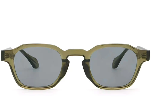 Geometrische grüne Kunststoff-Sonnenbrille #BS2503-0287