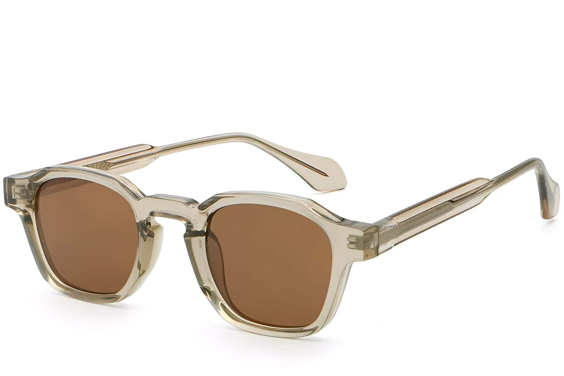 Lunettes de soleil géométriques en plastique marron #BS2503-0288