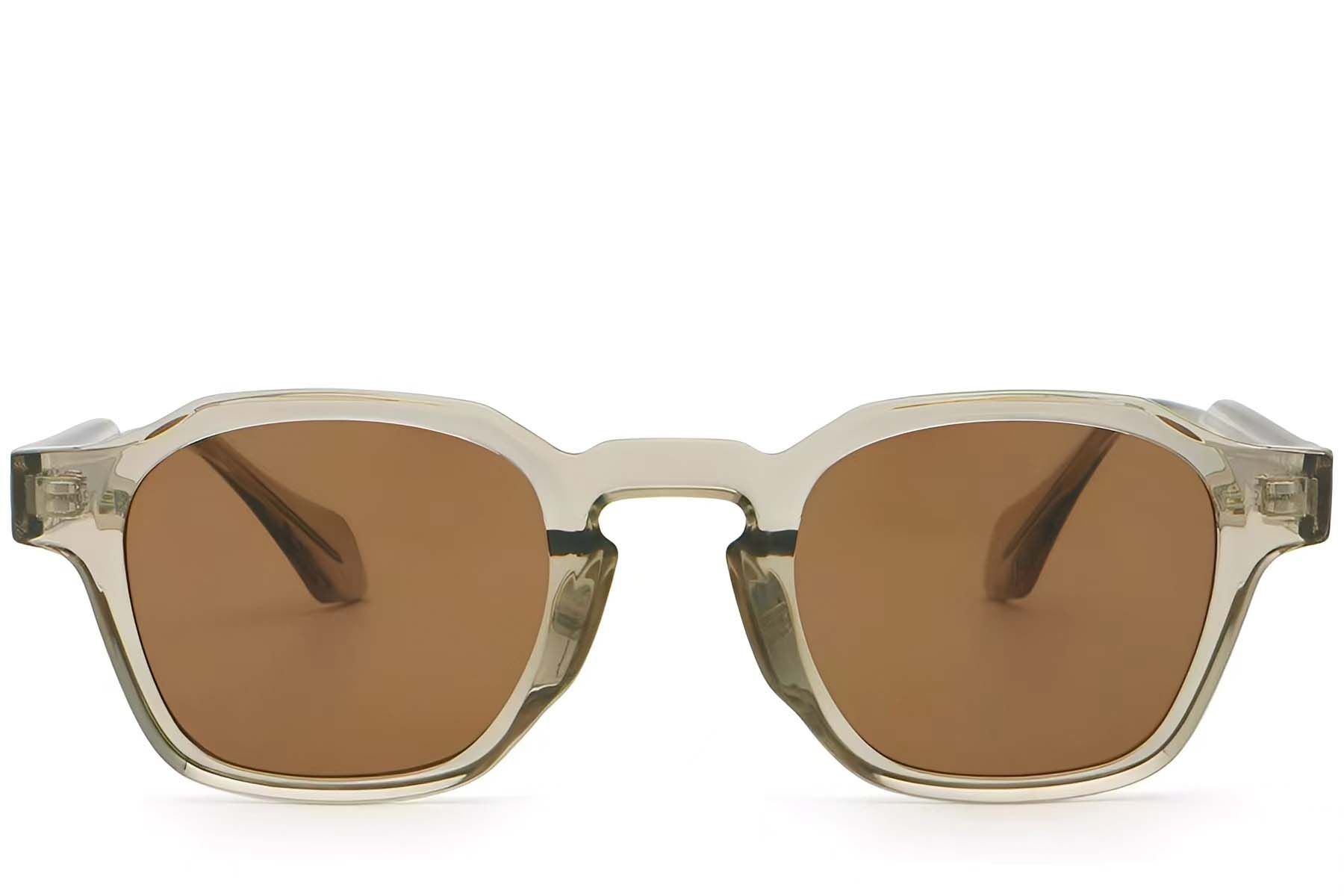 Lunettes de soleil géométriques en plastique marron #BS2503-0288