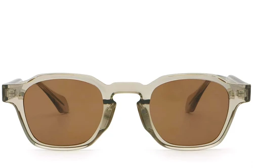 Geometric Brown Plastic Sunglasses #BS2503-0288