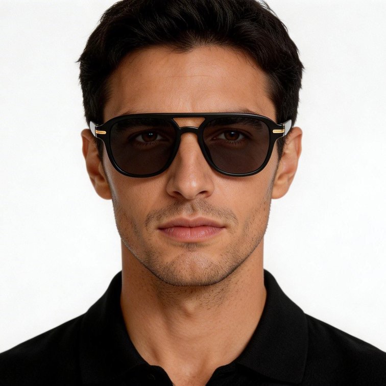 Occhiali da sole modello aviatore in plastica nera #BS2503-0290