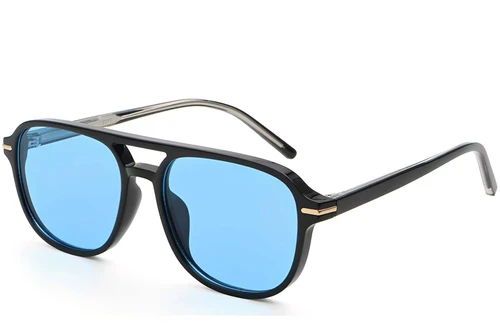 Schwarze Aviator-Sonnenbrille aus Kunststoff #BS2503-0291