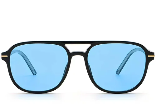 Lunettes de soleil aviateur en plastique noir #BS2503-0291