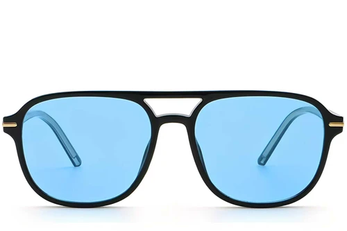 Schwarze Aviator-Sonnenbrille aus Kunststoff #BS2503-0291