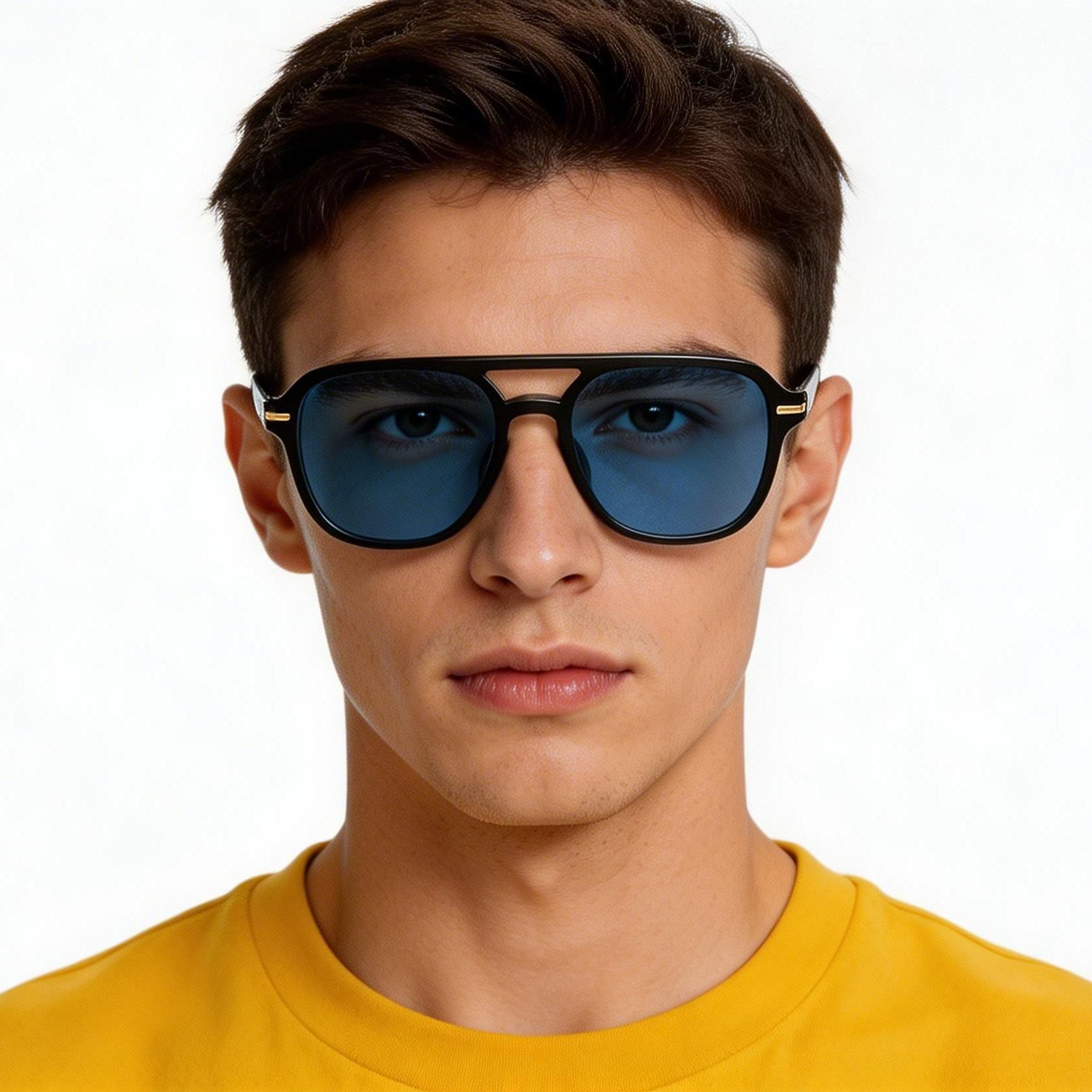 Occhiali da sole modello aviatore in plastica nera #BS2503-0291